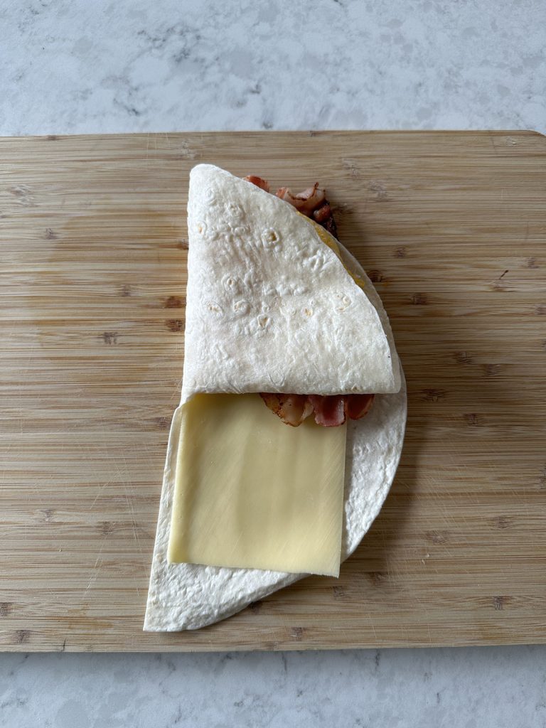 A folded wrap with cheese