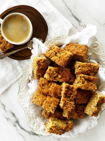 Rusks served with coffee on plate and bowl South African style