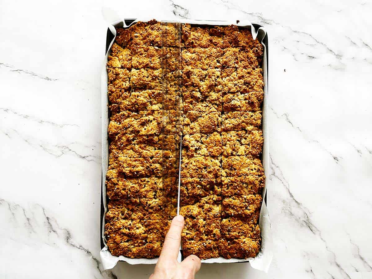 Cutting rusks second direction to form blocks wholewheat rusk recipe